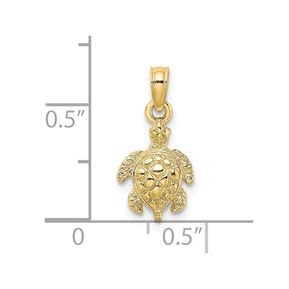 10K Yellow Gold 10K 2-D And Textured Sea Turtle Charm