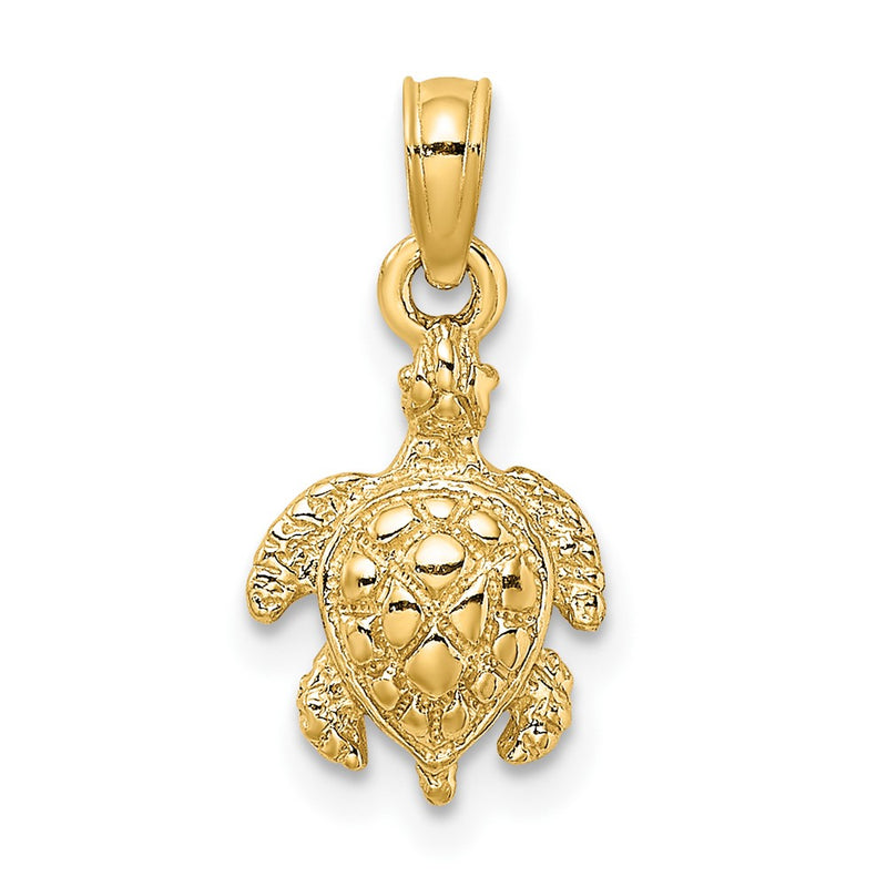 10K Yellow Gold 10K 2-D And Textured Sea Turtle Charm