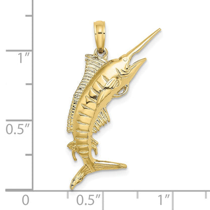 10K Yellow Gold 10K 3-D Polished Blue Marlin Charm
