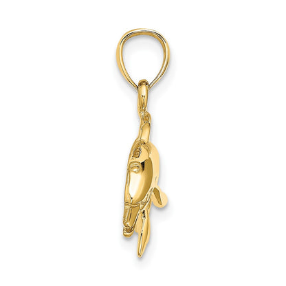 10K Yellow Gold 10K Textured Polished Dolphin Jumping Charm