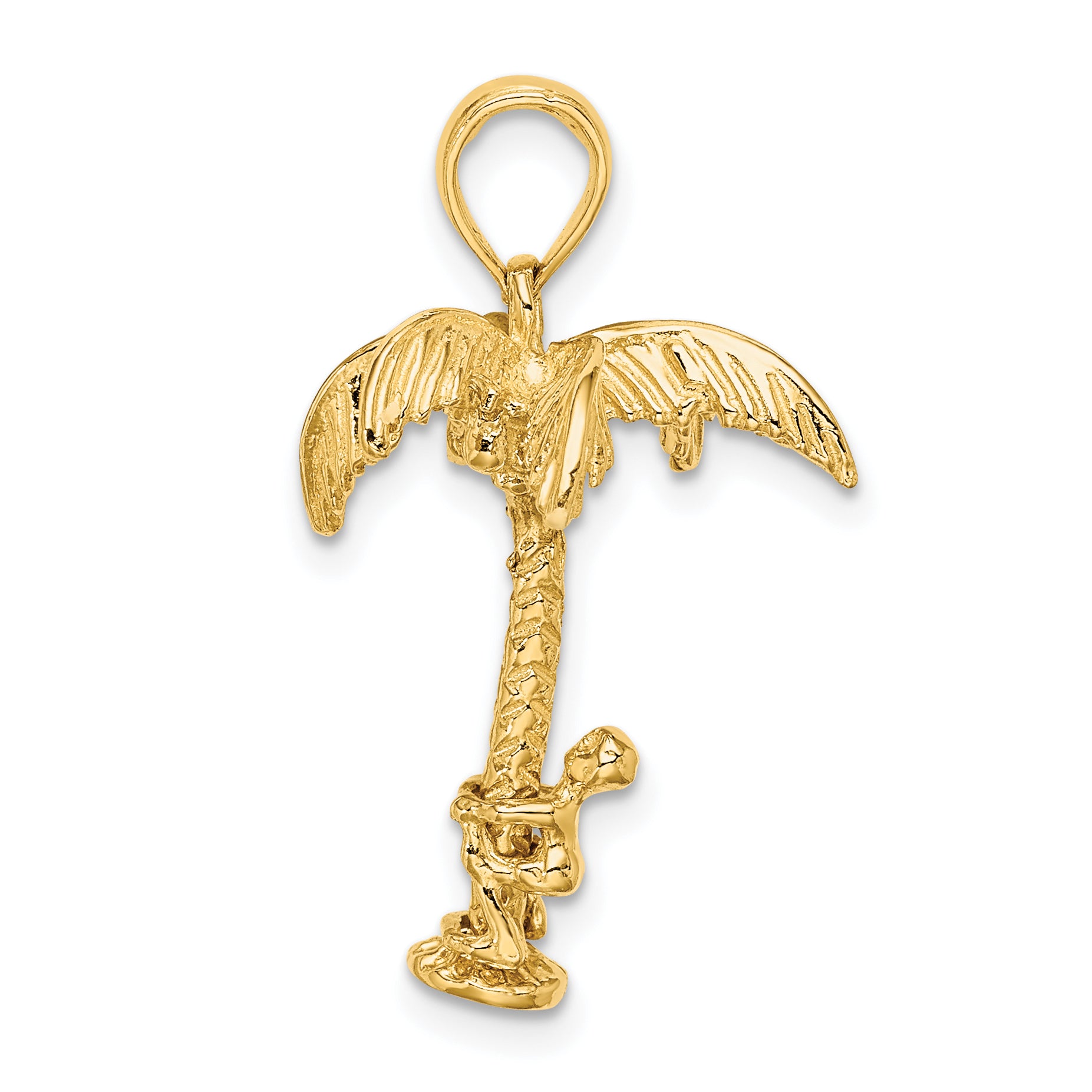 10K Yellow Gold 10K 3-D Palm Tree W/Moveable Man Charm