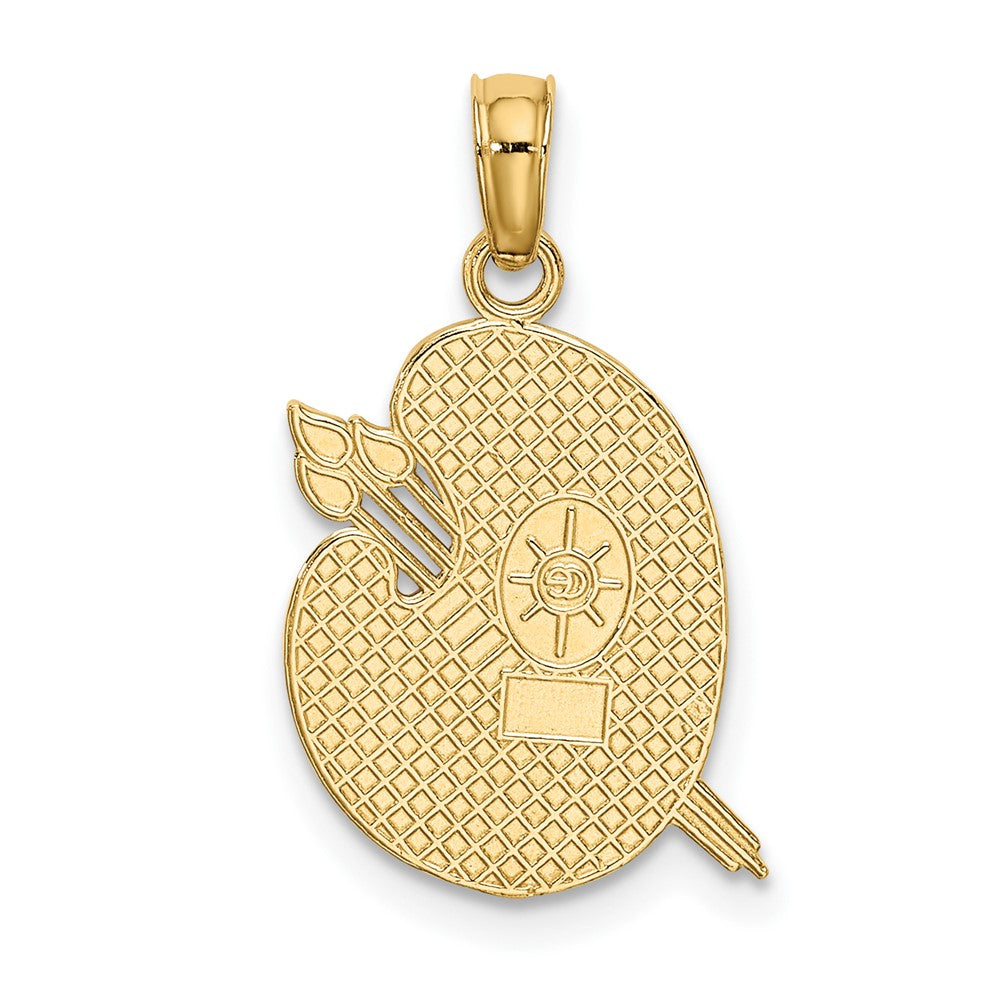 10K Yellow Gold 10K Engraved Textured Painters Pallet Charm