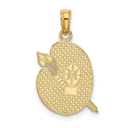 10K Yellow Gold 10K Engraved Textured Painters Pallet Charm