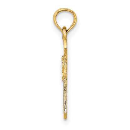 10K Yellow Gold 10K Cut-Out Cross W/ Dove Charm