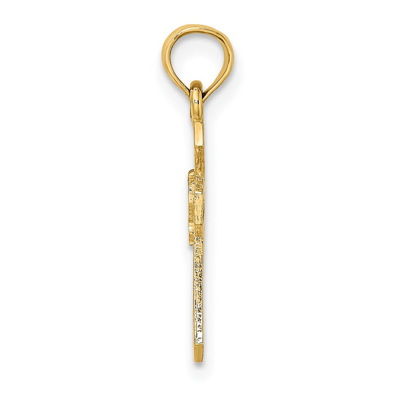10K Yellow Gold 10K Cut-Out Cross W/ Dove Charm