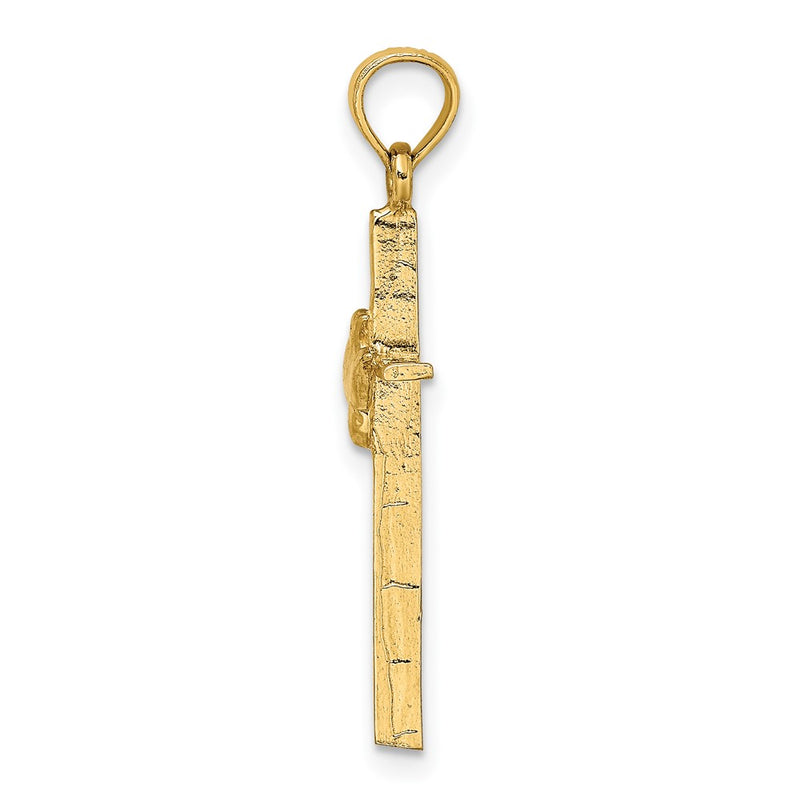 10K Yellow Gold 10K Dove On Stick Cross Charm