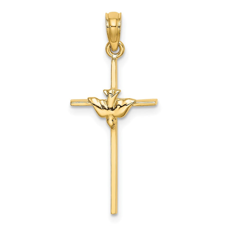 10K Yellow Gold 10K Dove On Stick Cross Charm