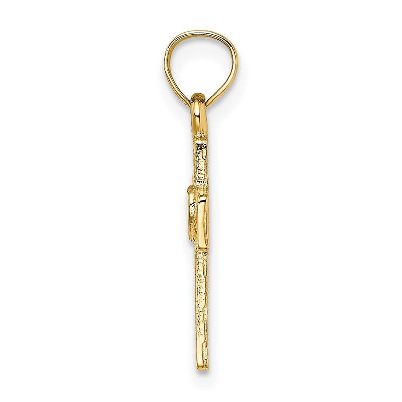 10K Yellow Gold 10K Cut-Out Cross W/ Heart Charm