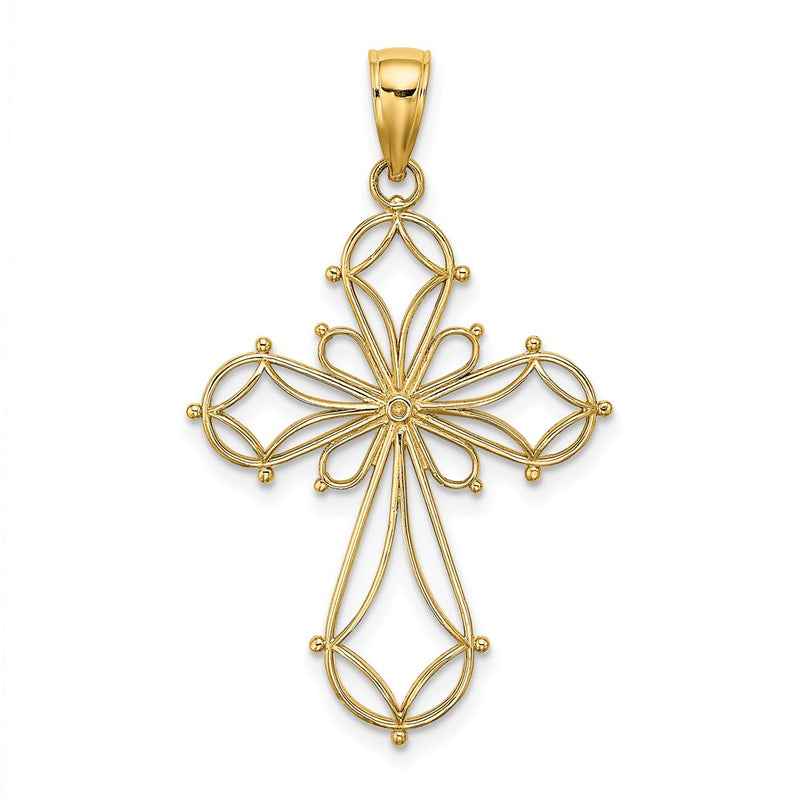 10K Yellow Gold 10K Cut-Out Shapes Fancy Cross Charm