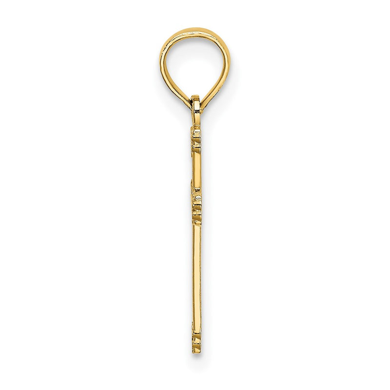 10K Yellow Gold 10K Textured W/ Center Heart Small Cross Charm