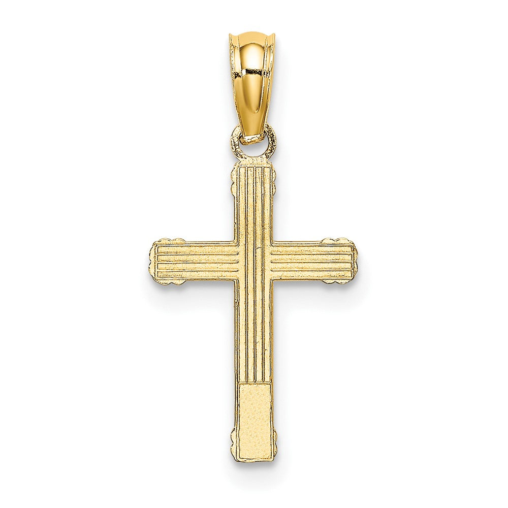 10K Yellow Gold 10K Textured W/ Center Heart Small Cross Charm