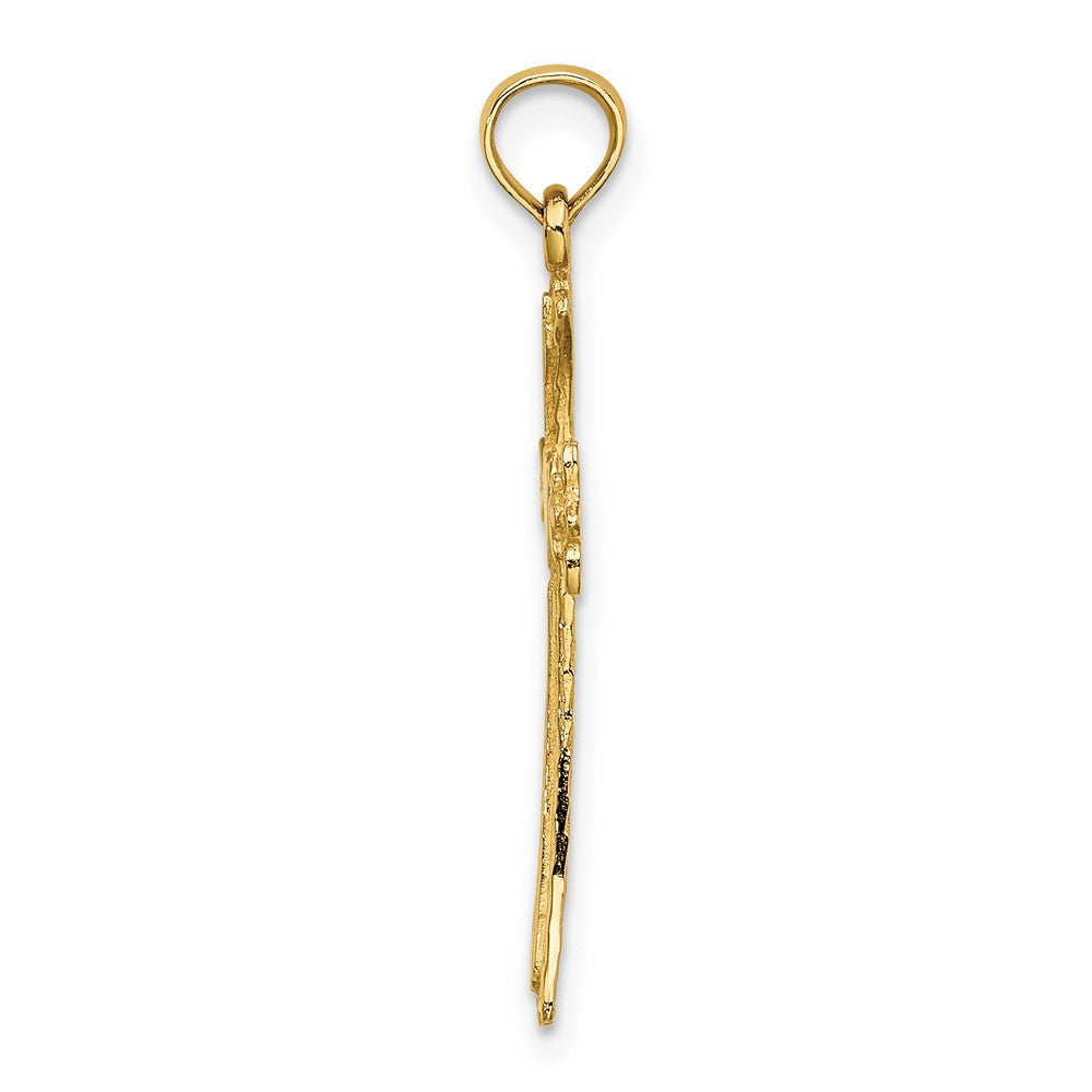 10K Yellow Gold 10K Polished And Engraved Cross W/ Heart Charm