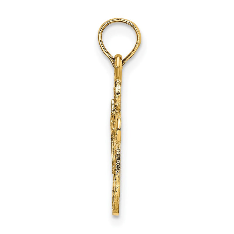 10K Yellow Gold 10K Cut-Out Cross W/ Small Interior Charm