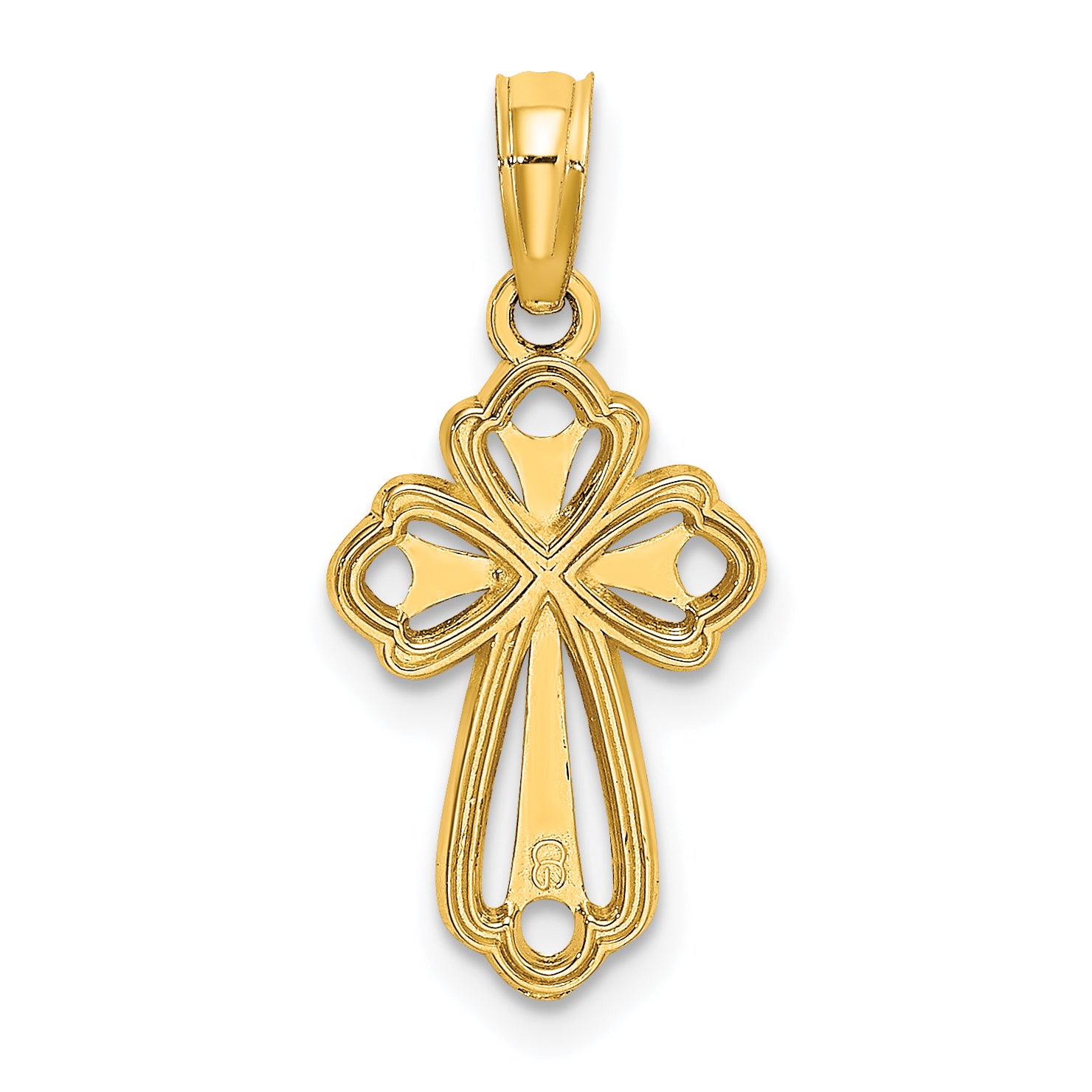 10K Yellow Gold 10K Cut-Out Polished Textured Cross Charm