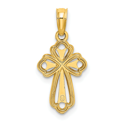10K Yellow Gold 10K Cut-Out Polished Textured Cross Charm
