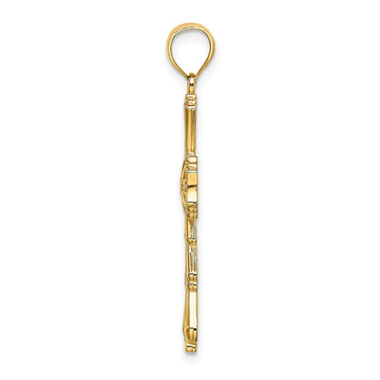 10K Yellow Gold 10K Cut-Out W/ Teardrop Sides Cross Charm