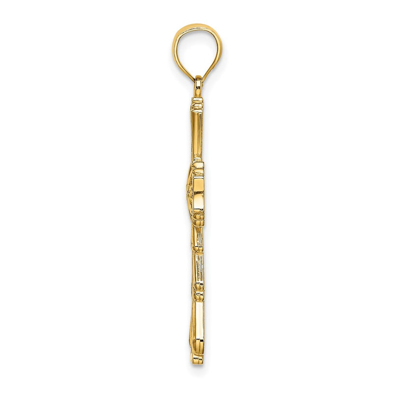 10K Yellow Gold 10K Cut-Out W/ Teardrop Sides Cross Charm