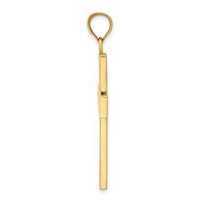 10K Yellow Gold 10K Polished Large Block Cross W/ Open Back Charm