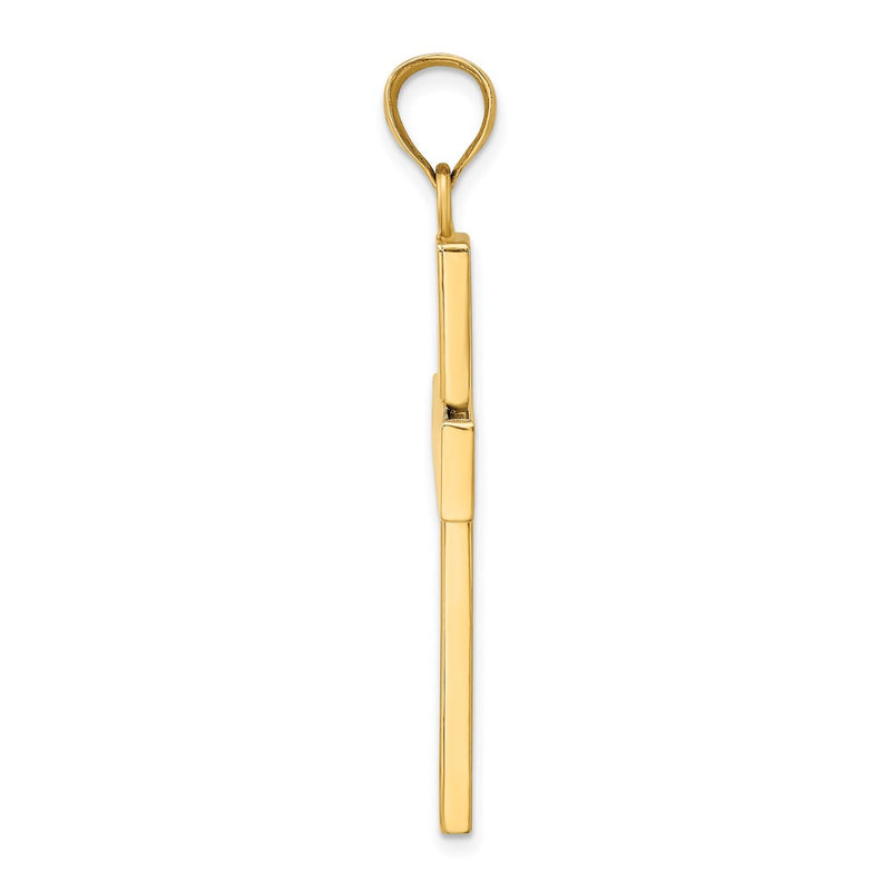 10K Yellow Gold 10K Polished Large Block Cross W/ Open Back Charm