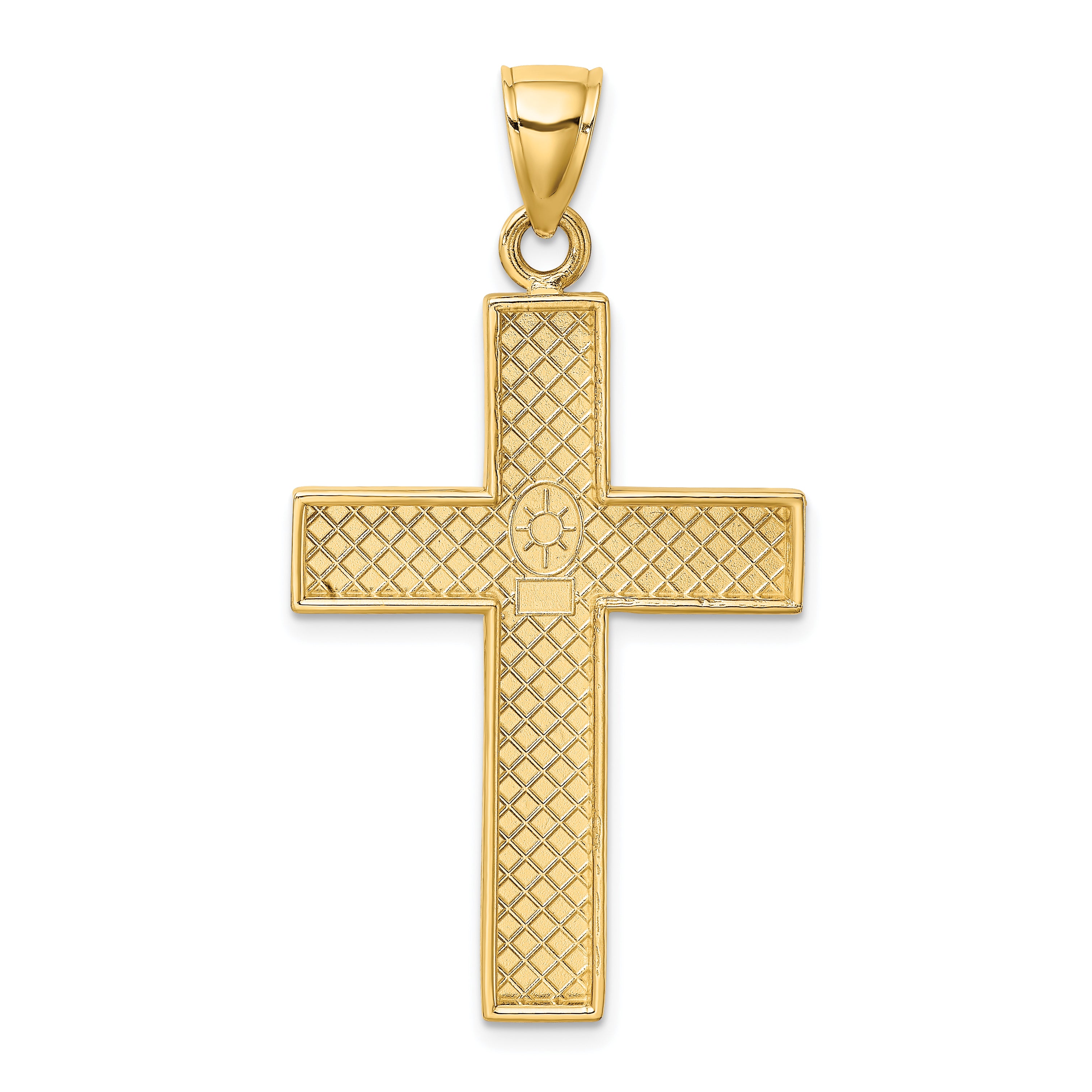 10K Yellow Gold 10K Polished Large Block Cross W/ Open Back Charm
