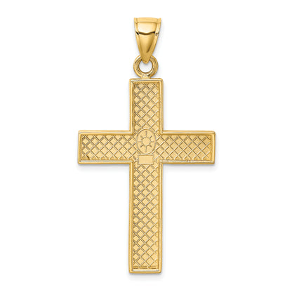 10K Yellow Gold 10K Polished Large Block Cross W/ Open Back Charm