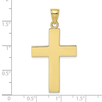 10K Yellow Gold 10K Polished Large Block Cross W/ Open Back Charm