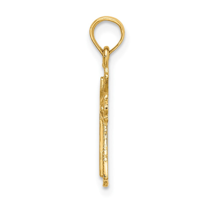 10K Yellow Gold 10K Engraved Small Cross W/ X Center Charm