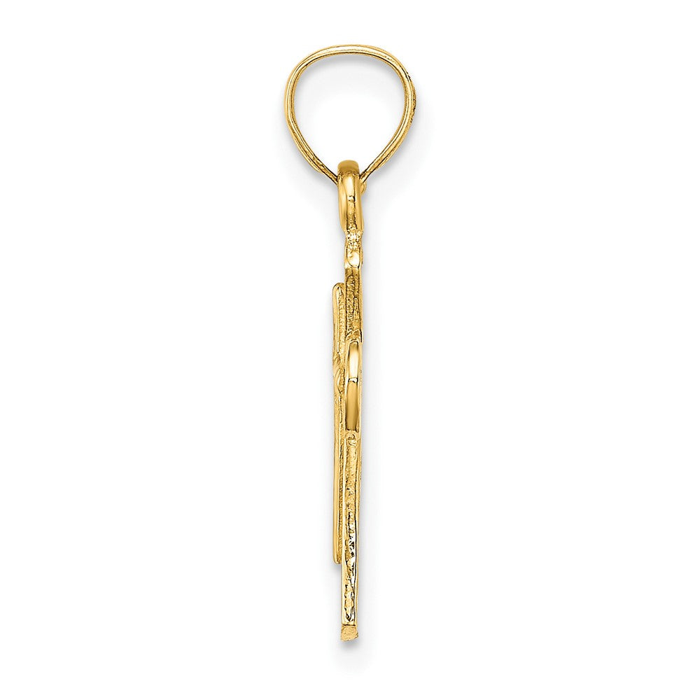 10K Yellow Gold 10K Solid Textured Cross Charm