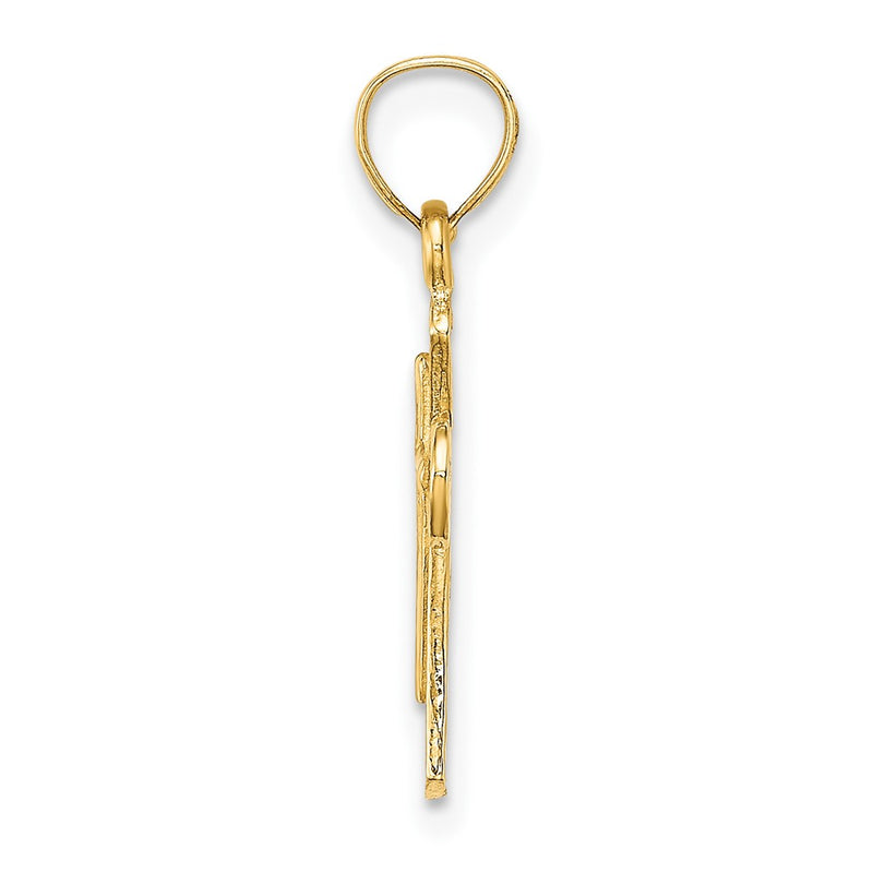 10K Yellow Gold 10K Solid Textured Cross Charm