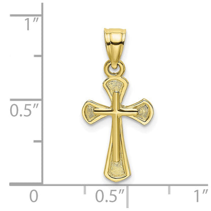 10K Yellow Gold 10K Solid Textured Cross Charm
