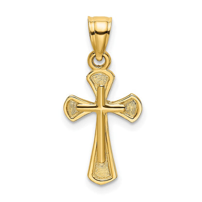 10K Yellow Gold 10K Solid Textured Cross Charm