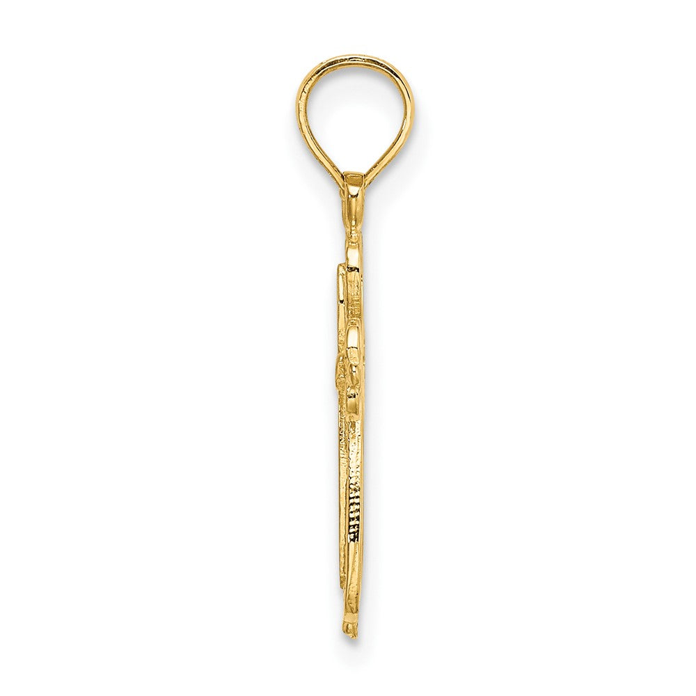 10K Yellow Gold 10K Polished And Cut-Out Engraved Cross Charm