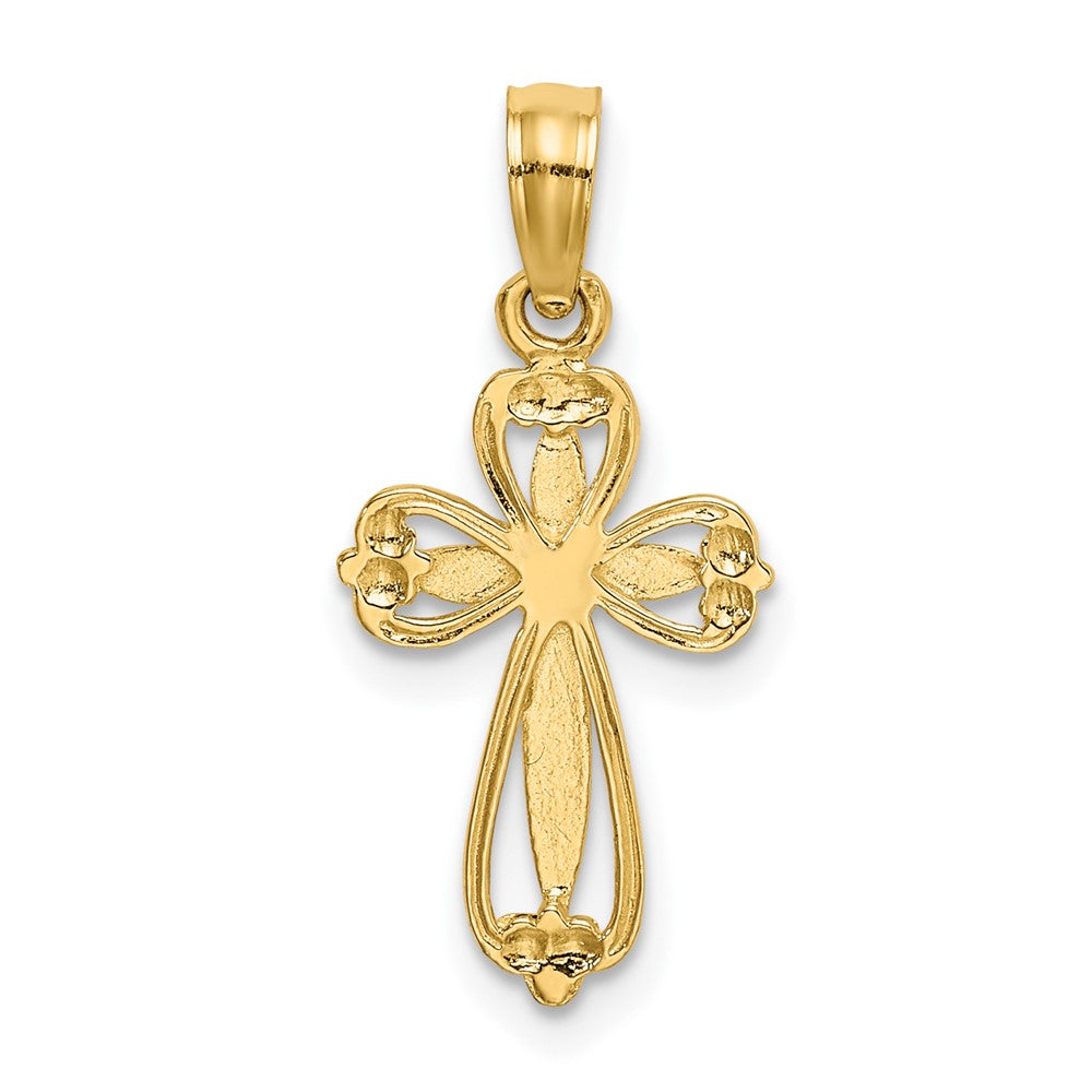 10K Yellow Gold 10K Polished And Cut-Out Engraved Cross Charm
