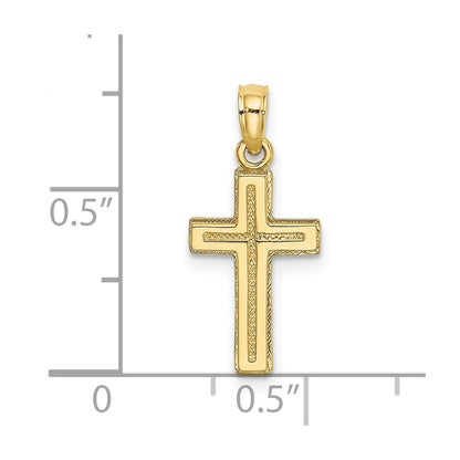 10K Yellow Gold 10K 2-D Polished Textured Cross Charm