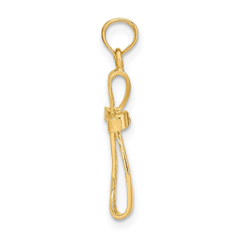 10K Yellow Gold 10K 3-D Engraved Polished Twisted Cross Charm