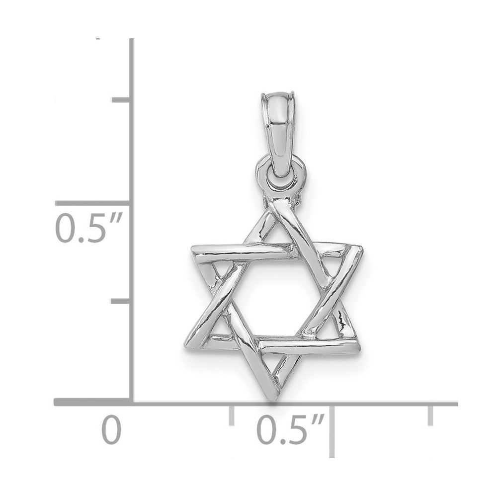 10K White Gold 10K 3-D Polished Star Of David Charm