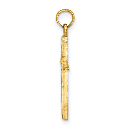 10K Yellow Gold 10K D/C With Tapered Ends Cross Charm