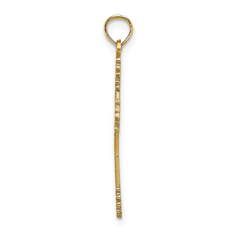 10K Yellow Gold 10K Beaded Tip Cross W/ Heart Center Charm