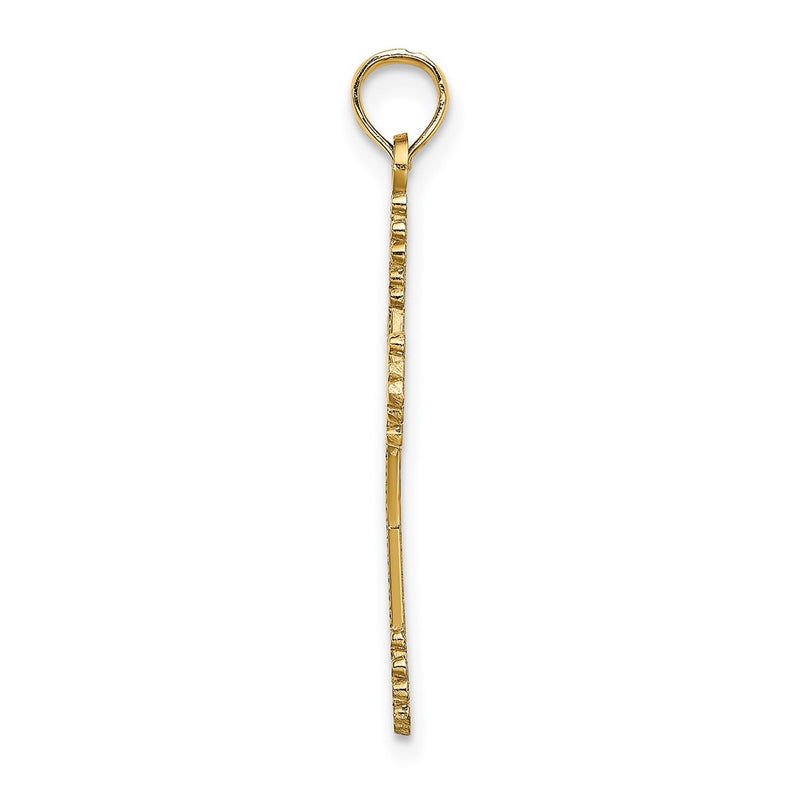 10K Yellow Gold 10K Beaded Tip Cross W/ Heart Center Charm