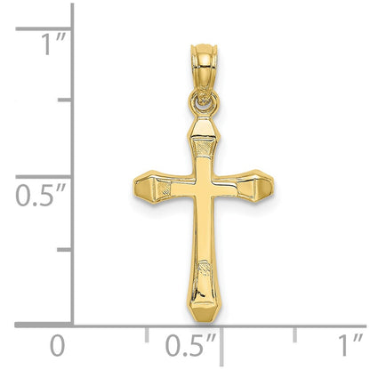 10K Yellow Gold 10K Polished Beveled Tips Cross Charm