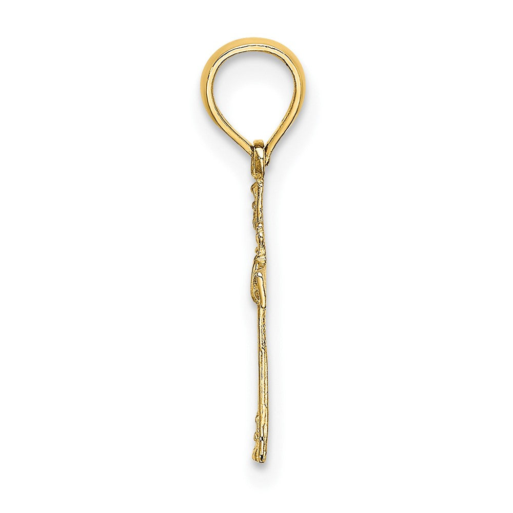 10K Yellow Gold 10K Textured Mini Cross W/ Heart Charm