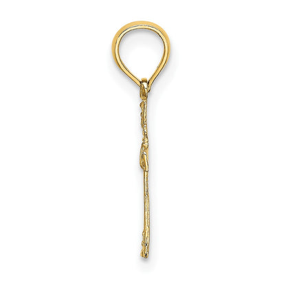10K Yellow Gold 10K Textured Mini Cross W/ Heart Charm
