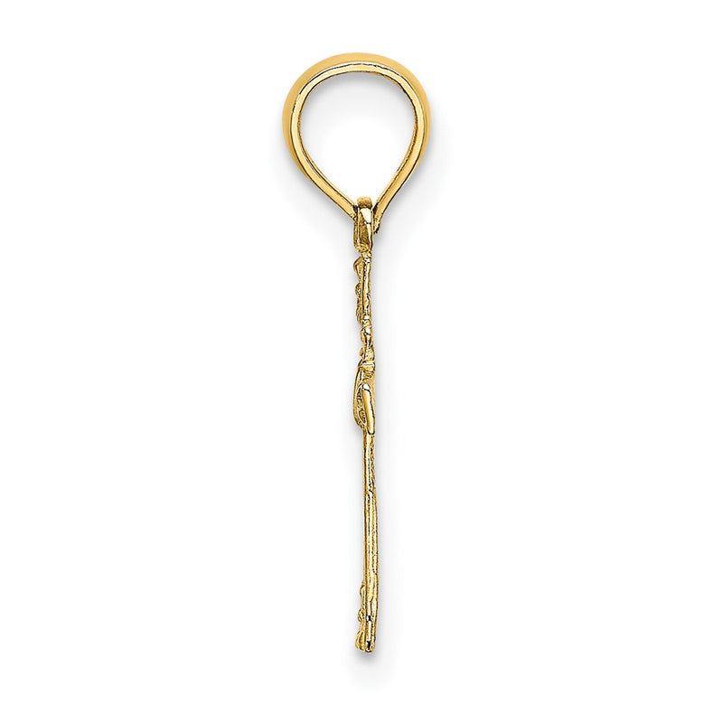 10K Yellow Gold 10K Textured Mini Cross W/ Heart Charm