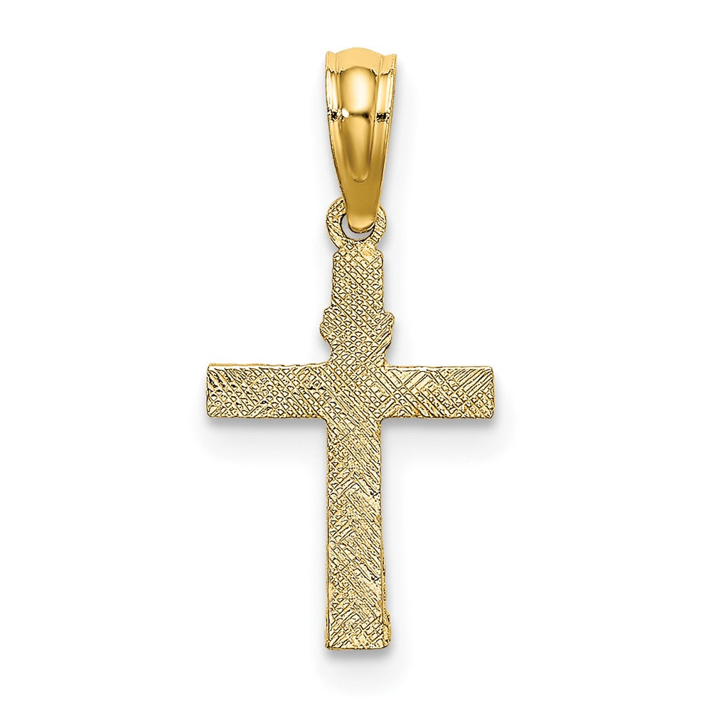 10K Yellow Gold 10K Textured Mini Cross W/ Heart Charm