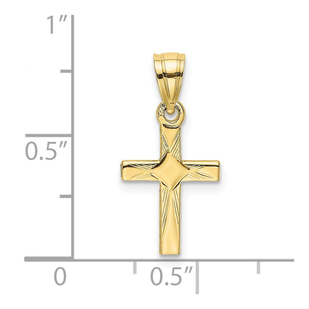 10K Yellow Gold 10K Diamond Shape Center Mini Cross Charm
