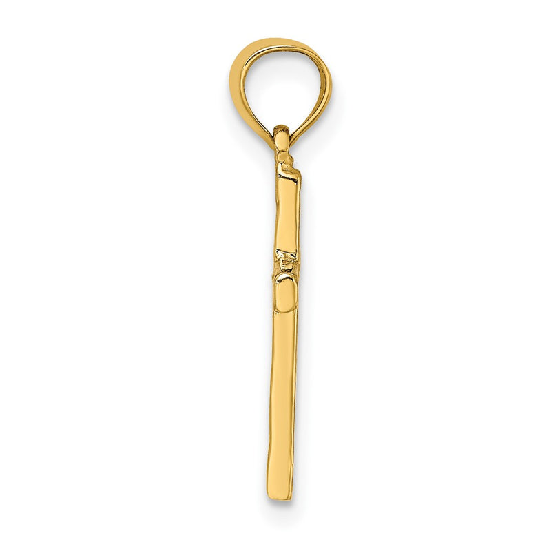 10K Yellow Gold 10K Polished And Engraved Cross W/ Heart Center Charm