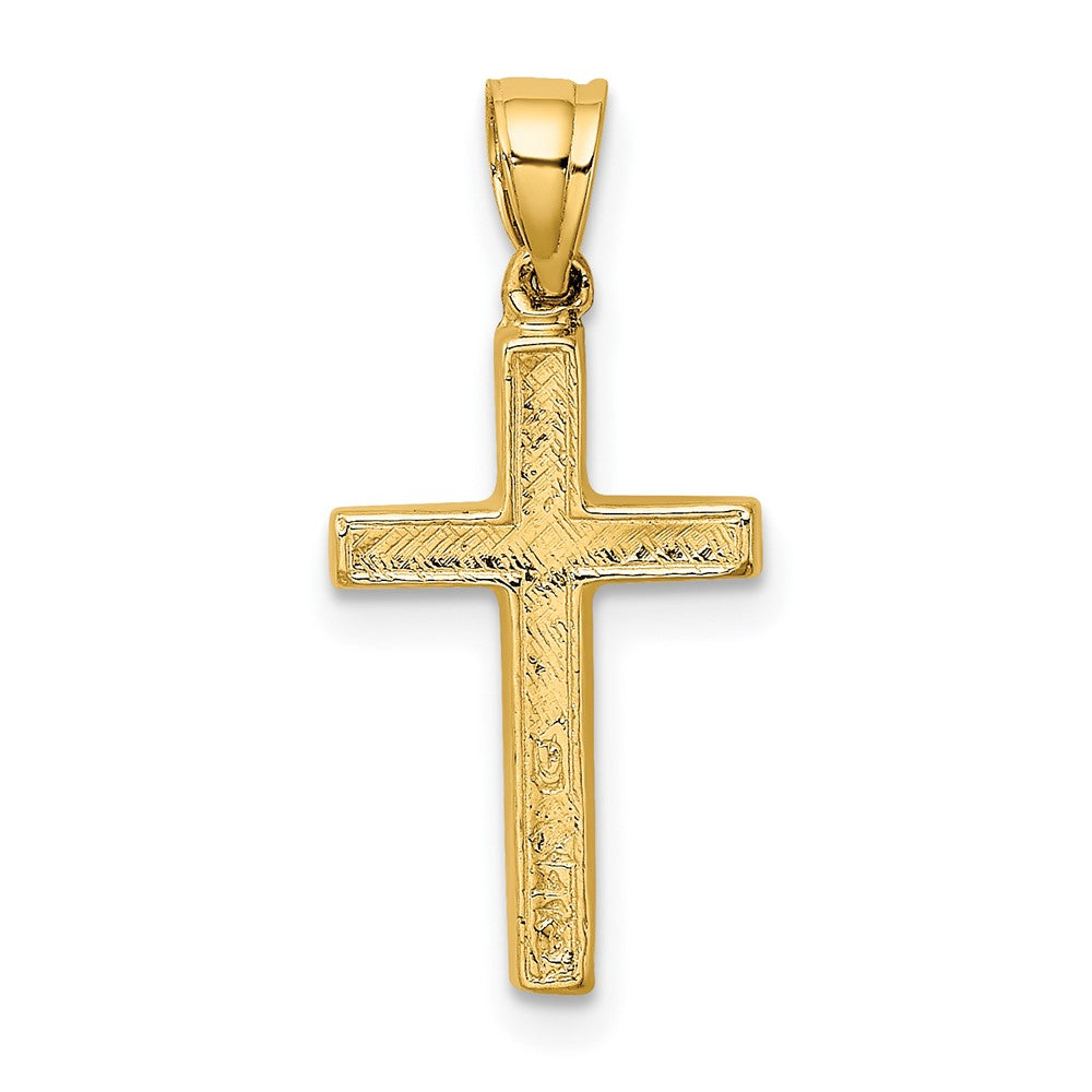 10K Yellow Gold 10K Polished And Engraved Cross W/ Heart Center Charm