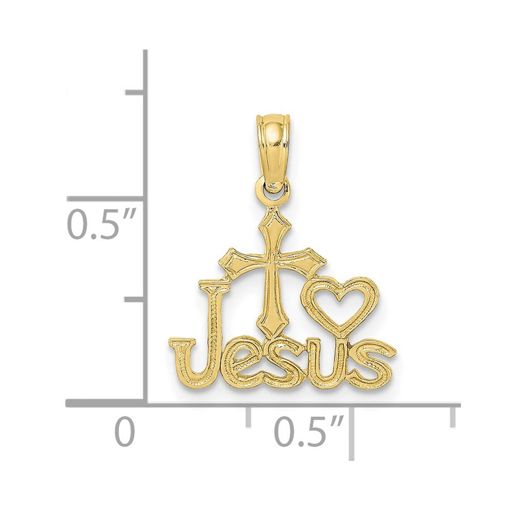 10K Yellow Gold 10K Jesus W/ Cross And Heart Charm
