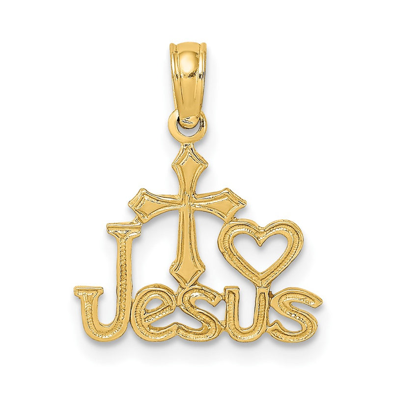 10K Yellow Gold 10K Jesus W/ Cross And Heart Charm