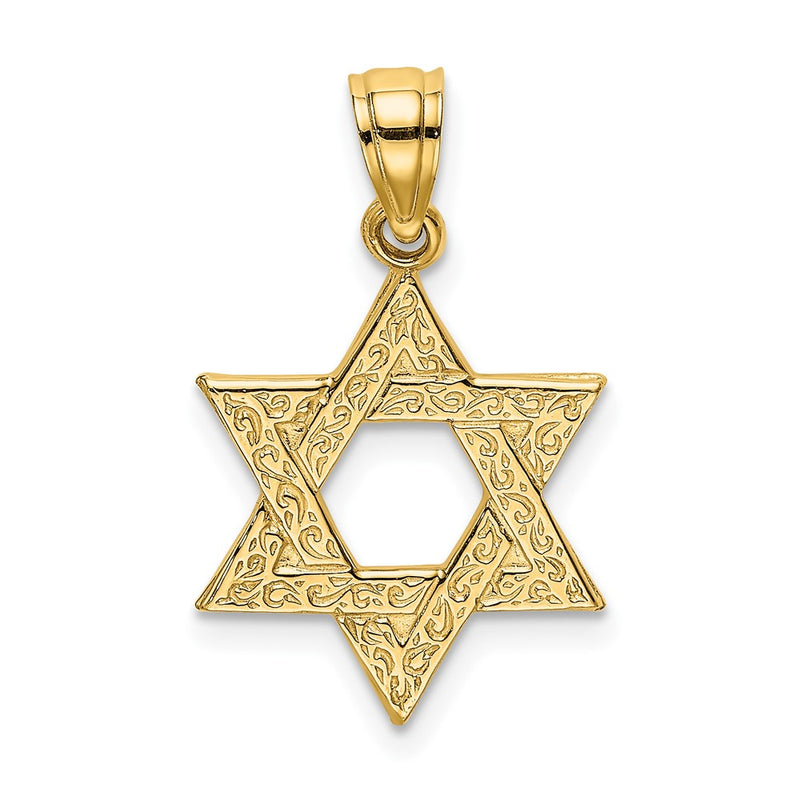 10K Yellow Gold 10K Engraved Swirls Star Of David Charm